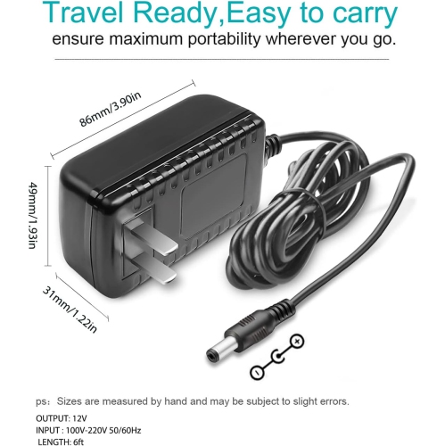 Replacement 12V AC DC Power Cord Charger for TP-Link Deco M3 M4 M5 S4 X20 X55 X60 X90 P9 E4, AC1750 AX1800 AX3000 T120150-2b1 Archer A7 A8 A21 AX50