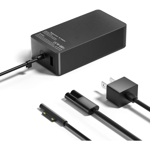 Chargeur Surface Pro - Adaptateur d'alimentation 65&nbsp;W, compatible avec la Surface Pro/Book/Go Tablet 9 8 7+ 6 5 4 3 X. Prend en charge