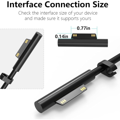 Chargeur Surface Pro - Adaptateur d'alimentation 65 W, compatible avec la Surface Pro/Book/Go Tablet 9 8 7+ 6 5 4 3 X. Prend en charge