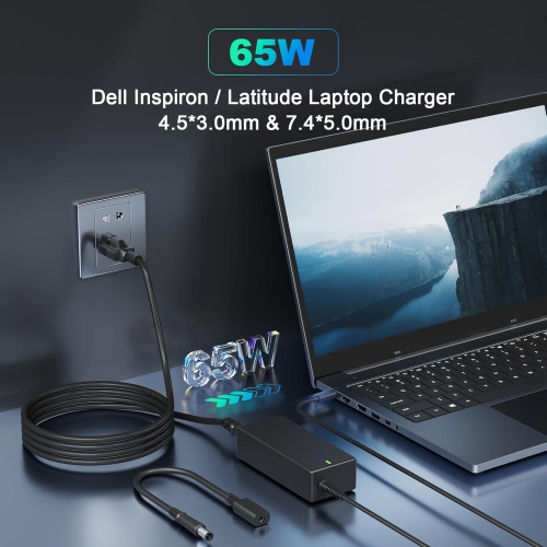 65w 45w Dell Laptop Charger Compatible for All Dell Models Inspiron 15 14 13 17 3000 5000 7000 Dell Latitude Vostro Ac Adapter 5558 5559 La45nm140