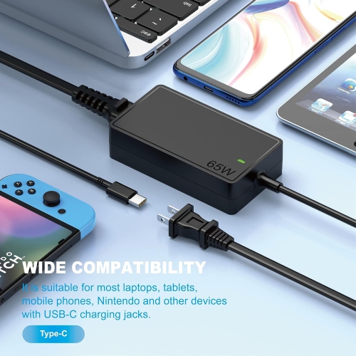 USB-C Laptop Charger 65W 45W For Lenovo Laptop Charger Lenovo Thinkpad Chromebook Yoga T480 T490 T580 E580 300e 500e C330 S340 730 C930,Hp Chromebook