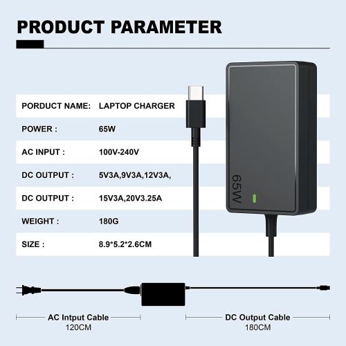 USB-C Laptop Charger 65W 45W For Lenovo Laptop Charger Lenovo Thinkpad Chromebook Yoga T480 T490 T580 E580 300e 500e C330 S340 730 C930,Hp Chromebook