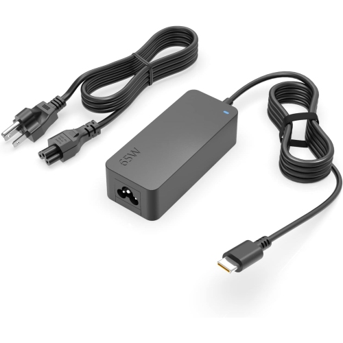 Image 1 de 6.. Charger 65W for Lenovo, Thinkpad, Yoga Laptop, USB-C Connector, Extended Power Cable (10Ft Length), Wide-Ranging Compatibility, Fast Charging,
