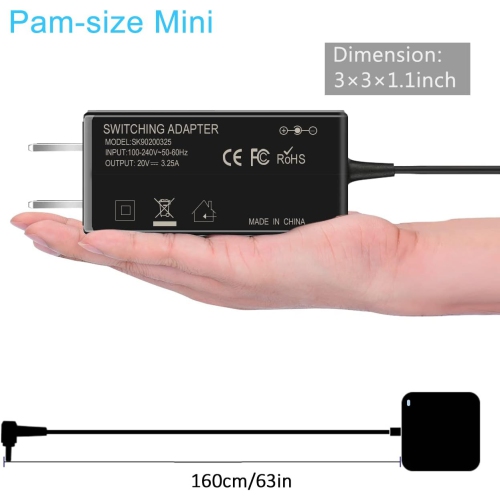 20V 3.25A 65W Lenovo IdeaPad Flex 4 5 6 11 AC Laptop Charger for Lenovo IdeaPad Flex 4 1470 1580 1130 Flex 5 1570 1470 IdeaPad 330s Chromebook N22