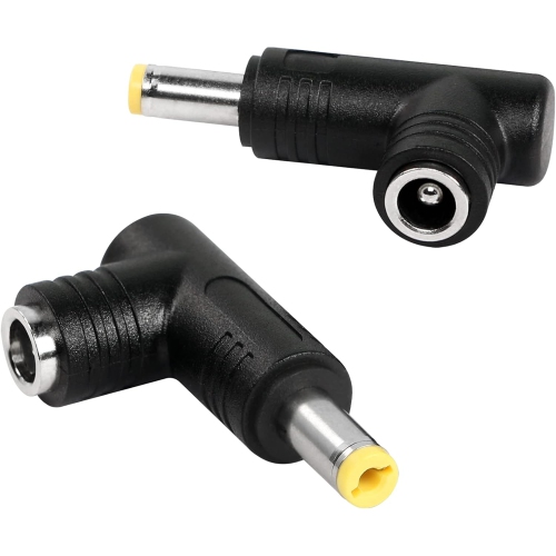RIIEYOCA 90 Degree 240 Watt DC Power Connector Adapter, 5.5mm x 2.5mm Female Plug to 5.5mm x 2.1mm Male Jack, for Laptop Power Connection