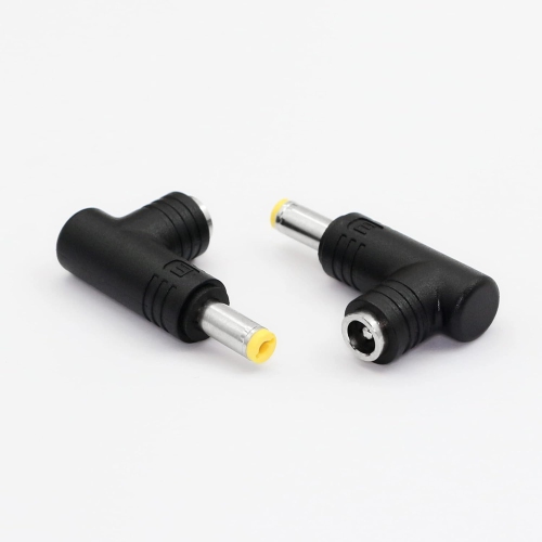 RIIEYOCA 90 Degree 240 Watt DC Power Connector Adapter, 5.5mm x 2.5mm Female Plug to 5.5mm x 2.1mm Male Jack, for Laptop Power Connection