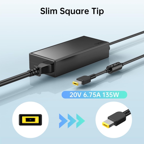 135W Charger for Lenovo Thinkpad Slim Tip, for Lenovo Ideapad Gaming L340 3-15 Laptops