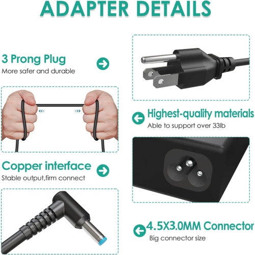 65W 45W Charger for HP EliteBook 820 830 840 850 845 G5 G4 G3 G9 G8 G7 G6Pavilion X360 11 13 15 17 Laptop Power Supply