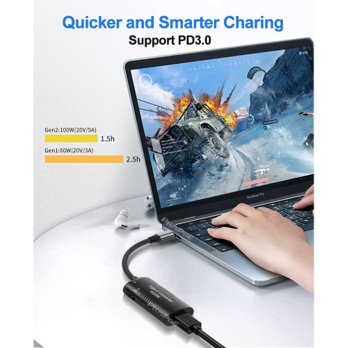 USB C to Slim Tip Adapter, PD3.0 Fast Multi-Port Charging for Lenovo Thinkpad, MacBook, Chromebook