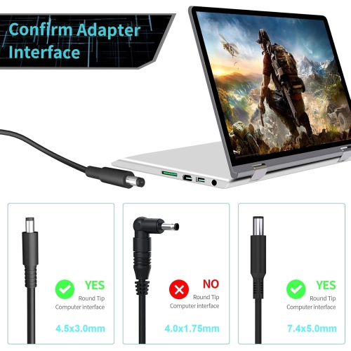 Replacement for Dell Laptop Charger, 2 Tips Charger for All Dell inspiron 13 14 15 17 3000 5000 7000 Series 5558 5755 7348-2in1 5555 5559 laptops