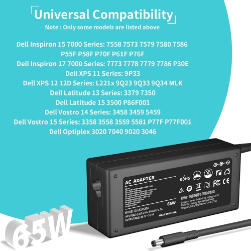 Replacement for Dell Laptop Charger, 2 Tips Charger for All Dell inspiron 13 14 15 17 3000 5000 7000 Series 5558 5755 7348-2in1 5555 5559 laptops