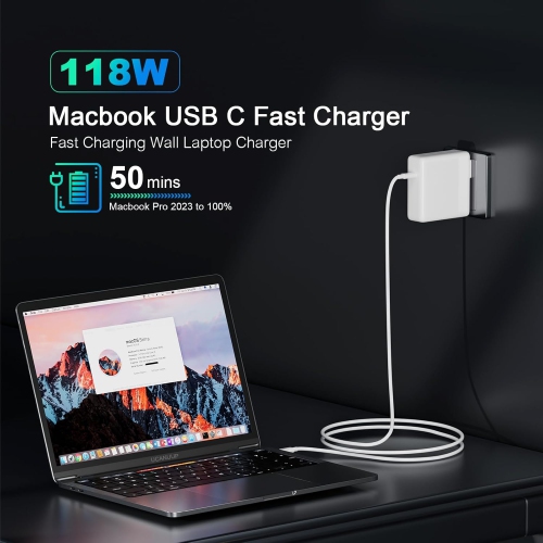 MacBook Pro Charger 118W USB C Power Adapter for MacBook Pro Air 13 14 15 16 Inch Mac Book Retina M3 M2 M1 2023 2022 2021 2020 2019 2018 2017 Fast