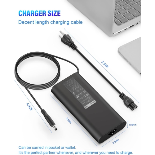 130W Laptop Charger for Dell, 3-Prong AC Adapter Dell XPS 15 9530 9550 9560 / Precision M3800 5510 5520 DA130PM130 HA130PM130 Tip 4.5mm*3.0mm