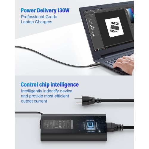 130W Laptop Charger for Dell, 3-Prong AC Adapter Dell XPS 15 9530 9550 9560 / Precision M3800 5510 5520 DA130PM130 HA130PM130 Tip 4.5mm*3.0mm