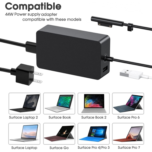 Surface Charger, 44W Surface Power Supply Ac Adapter Compatible with Microsoft Surface Pro 4, Surface Pro 3, Surface Pro 6, Surface Pro 7, Surface