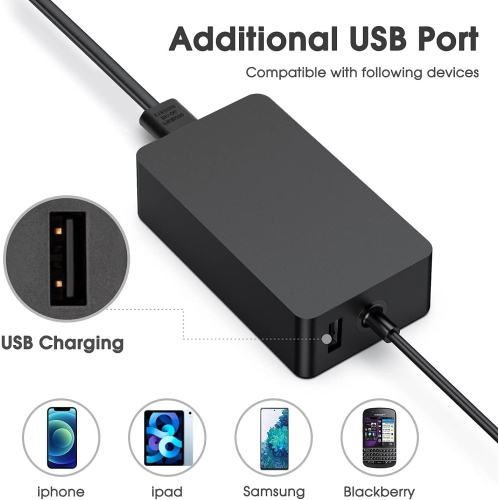 Surface Charger, 44W Surface Power Supply Ac Adapter Compatible with Microsoft Surface Pro 4, Surface Pro 3, Surface Pro 6, Surface Pro 7, Surface
