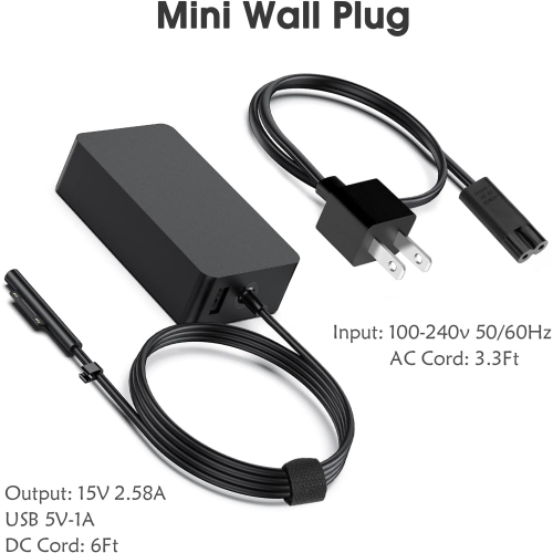 Surface Charger, 44W Surface Power Supply Ac Adapter Compatible with Microsoft Surface Pro 4, Surface Pro 3, Surface Pro 6, Surface Pro 7, Surface