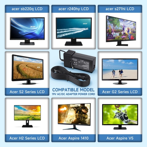 19 V – Cordon d'alimentation pour moniteur S232HL, S202HL, S230HL, S240HL, S220HQL, S271HL, G246HL, G276HL, G236HL, G226HQL Bloc d'alimentation