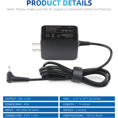 45&nbsp;W 2,25&nbsp;A – Adaptateur ADL45WCC CA 20&nbsp;V pour IdeaPad 510-15SAP K 510-15IKB 110-14IBR 15-15RD K 110-110LCD Ideapad 110 510 710S Flex