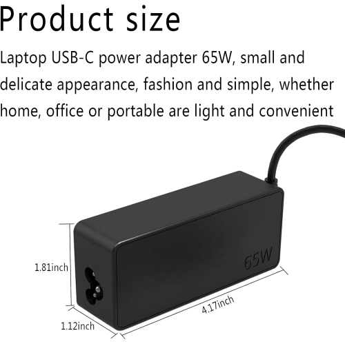 USB-C 65W 45W AC Replacement Charger fit for Lenovo ThinkPad T480 T490 T580 ADLX65YDC2A ADLX65YLC2D ADLX65YDC3A ADLX65YDC2D chromebook 2nd Gen S330