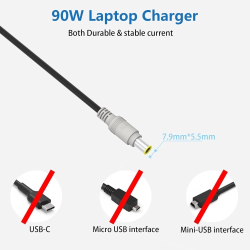 90W 20V 4.5A Laptop Charger Adapter for Lenovo Thinkpad T60 T61 T400 T410 T420 T430 T500 T510 T520 T530 X60 Z60 X120e X130e X200 X201 X220 X230 X61