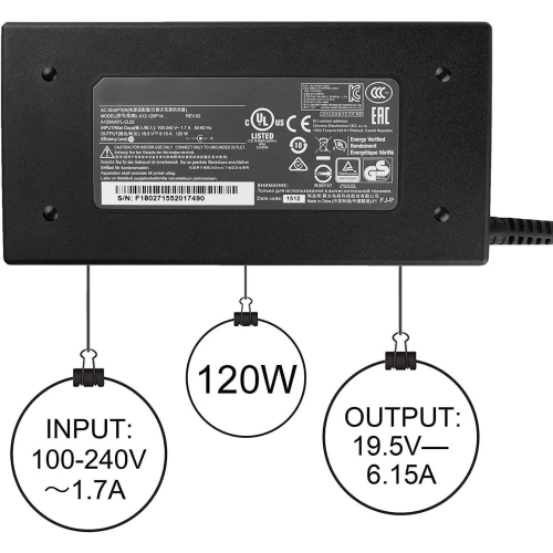 120W Laptop Charger for MSI GE60 GE70 GF63 GP62 GV15 Thin 10SC 11UC MS-16R5 MS-16R7 A12-120P1A A15-120P1A ADP-120MH D adp-120vh d a17-120p2a Chicony