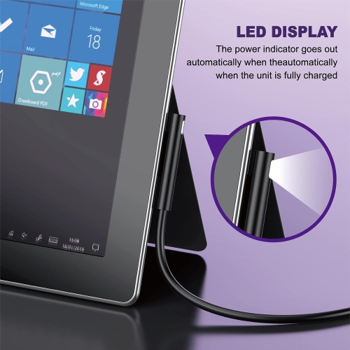 Surface Pro Charger, Microsoft Surface Charger 65W for Pro X/8/7/6/5/4/3, Surface Go3/Go2/Go, Surface Laptop 3/2/1, Surface Book 2/1, Surface Pro