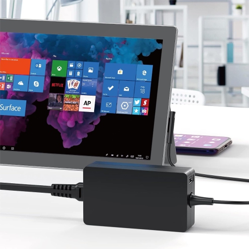 Surface Pro Charger, Microsoft Surface Charger 65W for Pro X/8/7/6/5/4/3, Surface Go3/Go2/Go, Surface Laptop 3/2/1, Surface Book 2/1, Surface Pro