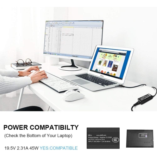 Charger for Dell Computer Inspiron XPS Laptop 65W 45W Power Supply AC Adapter for Dell-Inspiron 15-3000 15-5000 15-7000 11-3000 13-5000 13-7000
