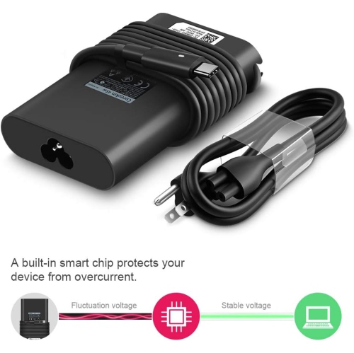 Chargeur pour ordinateur de Dell Adaptateur USB-C pour portable : Dell XPS 13 9360 9365 9370 9333 9380 Inspiron 14 7437 Latitude 7390 7275 7370