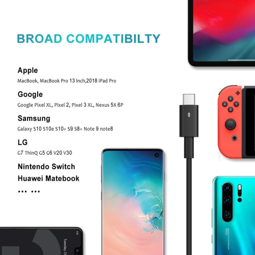 Chargeur pour ordinateur de Dell Adaptateur USB-C pour portable : Dell XPS 13 9360 9365 9370 9333 9380 Inspiron 14 7437 Latitude 7390 7275 7370