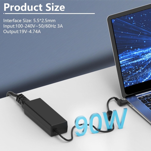 Adaptateur d'alimentation 19&nbsp;V pour moniteur ACL Asus 22 23 24 27 VX238H VX238H-W VX228 VX228H VX248 VX248H VG245 VG245H, ROG Swift PG248Q Strix