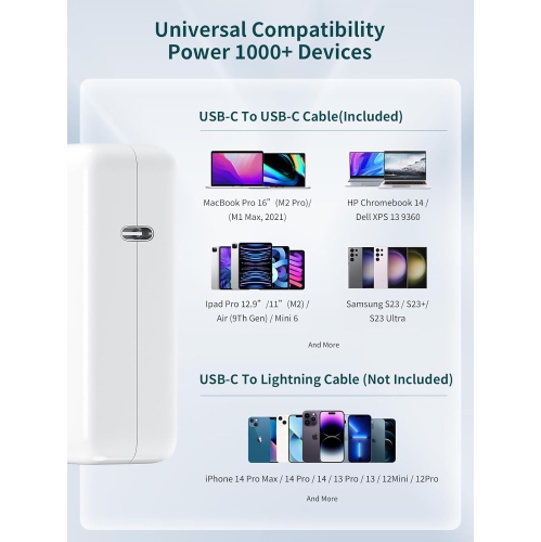 Macbook Pro Charger 118W Usb-C Power Adapter For Macbook Pro Air 13 14 15 16 Inch Mac Book Laptop Retina M2 M1 2023 2022 2020 2019 2018 2017 2016