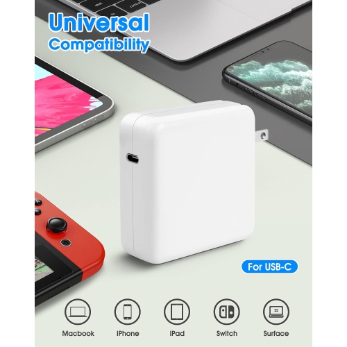 Chargeur USB-C pour Mac Book Pro; Adaptateur d'alimentation rapide USB-C 96&nbsp;W compatible avec les nouveaux MacBook Air de 13&nbsp;po et MacBook