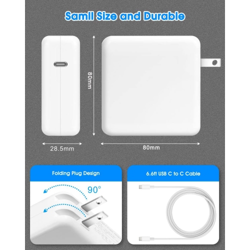 Chargeur USB-C pour Mac Book Pro; Adaptateur d'alimentation rapide USB-C 96&nbsp;W compatible avec les nouveaux MacBook Air de 13&nbsp;po et MacBook