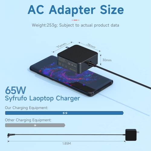 65W Laptop Charger for Lenovo IdeaPad 3, 5, IdeaPad 100S, 110, 120, 120S, 130, 310, 320, 330, 510S, 510, 530S, S145 S340, Yoga 510, 310, 710, Flex 4