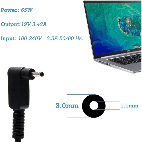 AC Charger 45W for Small Pin Acer Aspire 1 3 5 Chromebook 11 R11 13a515-46 A515-55 A515-56 A515-54 a18-045n2a sp513-54n pa-1450-26