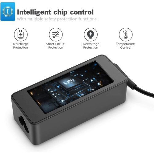 Chargeur USB-C de 65 W pour portable de HP; Chromebook Yoga ThinkPad X1 de Lenovo; Mac Book Pro DE DELL avec cordon d'alimentation à chargement