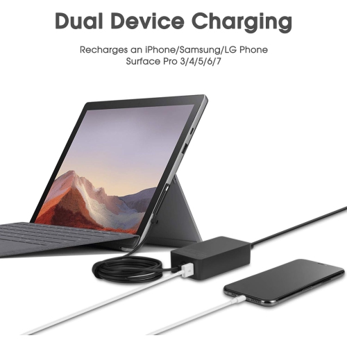 Surface Pro 6 Pro 7 Charger, 65W Power Supply Adapter for Microsoft Surface Pro 3/4/5/6/7/X, Surface Book, Surface Laptop 1/2/3, Surface Laptop Go,