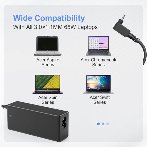 65W Acer Laptop Charger for Acer Aspire 1 3 5 R15 Charger N15Q8 N15Q9 N16P1 N20C5 Slim A515-54 Chromebook C720 C738T C740 Spin 1 3 5 Swift 3 AC