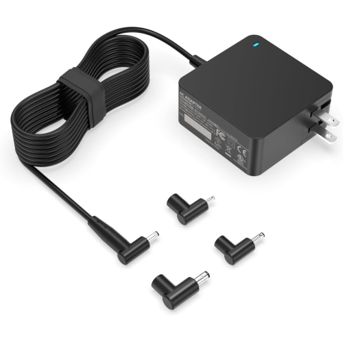 Image 1 de 5.. Chargeur universel pour portable Asus avec port rond - Compatible avec Vivobook, Zenbook et plus encore, 65&nbsp;W/45&nbsp;W/33&nbsp;W, voyant DEL,