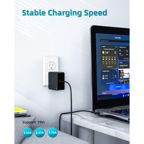 Universal Charger for Asus Laptop with Round Port - Compatible with Vivobook, Zenbook & More, 65W/45W/33W, LED Indicator, 7.5Ft Power Cable