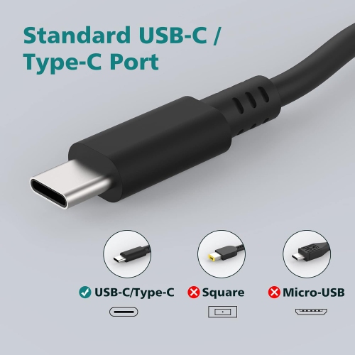 65W USB C Laptop Charger for Lenovo ThinkPad X1 T480 T490 T580s E580 E585 E590 E595 Chromebook C330 S340 300e 500e Yoga 940 930 920 730 Latitude XPS,