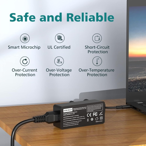 65W USB C Laptop Charger for Lenovo ThinkPad X1 T480 T490 T580s E580 E585 E590 E595 Chromebook C330 S340 300e 500e Yoga 940 930 920 730 Latitude XPS,