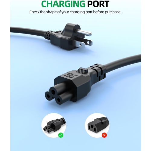 6Ft AC 3 Prong Laptop Power Cable Cord Fit for LG TV, Asus Lenovo Dell HP Acer MSI Razer Toshiba Sony Samsung Adapter Computer Charger Replacement