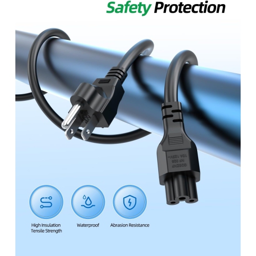 6Ft AC 3 Prong Laptop Power Cable Cord Fit for LG TV, Asus Lenovo Dell HP Acer MSI Razer Toshiba Sony Samsung Adapter Computer Charger Replacement
