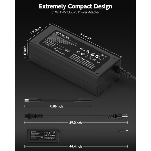 65W 45W Laptop Charger for Dell,Fit for Dell Inspiron 11/13/14/15/17 3000 5000 7000 5559 5558 5368 5100 7506 1545,(UL Safety Certified),Round Power