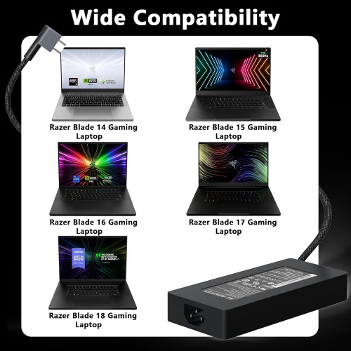 230W 19.5V 11.8A AC Charger for Razer Blade 14 15 16 17 18 RZ09-0508x(2024) RZ09-0483x(2023) RZ09-0484x(2023) Blade Pro 17/4K Gaming Laptop RC30-042