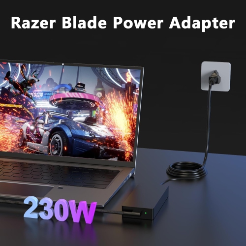 230W 19.5V 11.8A AC Charger for Razer Blade 14 15 16 17 18 RZ09-0508x(2024) RZ09-0483x(2023) RZ09-0484x(2023) Blade Pro 17/4K Gaming Laptop RC30-042