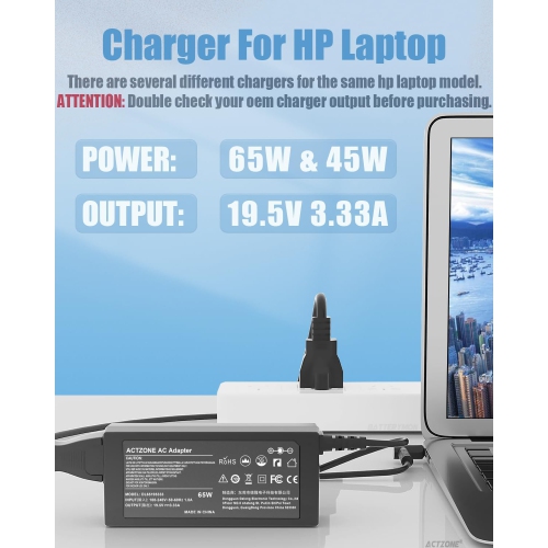 45W 65W Laptap Charger for HP Pavilion 17 15 Stream 14 13 11 Spectre Envy X360 EliteBook 840 850 845 830 820 G9 G8 G7 G6 G5 G4 G3 ProBook 640 650 440